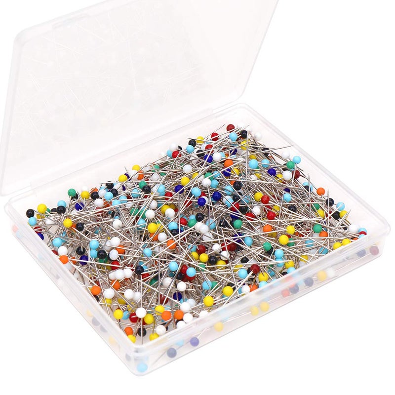 H&S Glass Head Sewing Pins for Dressmaking & Fabric Projects - 500Pcs Long Dress Pins for Crafts and Sewing Accessories - Straight Pins with Colored Heads for Decoration - Dressmaking Pins for Fabric - Image 1